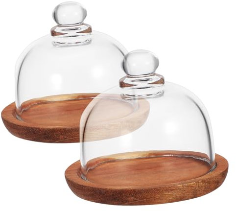 Ciieeo 2stücke Butterdose Mit Deckel Holz Tortenständer Mit Kuppeldeckel Tortenständer Für Kuchen Desserts Praktische Lagerung Für Zuhause Und Partys