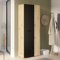 Forte NET106 Schrank 70 180, Mehrzweckschrank, Staubsaugerschrank, Abstellraum, Drehtürenschrank, 2-türig mit Einlegeböden, Schwarz/Holzdekor Artisaneiche, 68,7 cm breit x 181,1 cm hoch x 36,5 cm tief