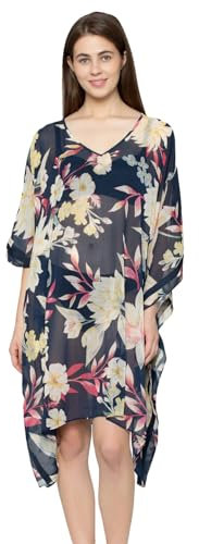 Triumph Z211170 32 Damen-Kaftan mit botanischem Blatt-Blumendruck, mittellang, 1 Stück