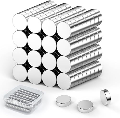MOXYOY 60-Piece Small Magnets – 6mm x 3mm Silver Mini Fridge Magnets for Crafts, Whiteboards, Office, School & DIY – Strong Neodymium Magnetic Dots for Photos, Notes & Kitchen (Silver)