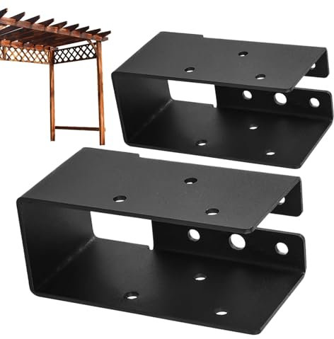 Träger für Holzbalken, 50 x 100 mm, mit verdecktem Flansch für Holzarbeiten, Set mit 2 hochfesten Balkenklammern – Befestigung für Holzkonstruktionen in Pergolen, Geländer