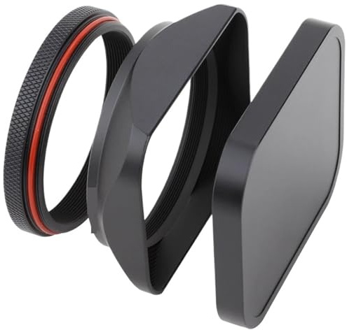 KE88FENG For haoge LH-X200B Square Metal Lens Hood Black With Cap And 49mm Adapter Ring for fuji for fujifilm X100V X100S X100T X100F X70 Camera(LH-X200B-Cap)