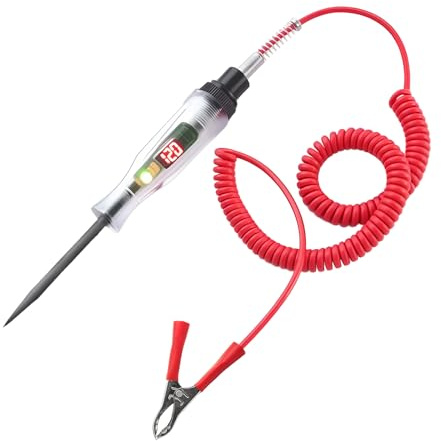 Auto Spannungsprüfer KFZ Schaltung Teststift DC 6 V, 12 V, 24 V, Digitaler Spannungsprüfer mit LCD-Display, Krokodilklemme, Federdraht, Leder aus Gummi, isoliert, Tester, Polaritätstest, Lampe