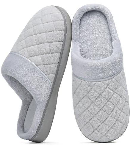 Litfun Unisex House Slippers for Women Men Memory Foam Indoor Bedroom Shoes, Grey 37