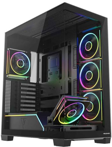 MODECOM Volcano STELLAR Plus ARGB Gaming-Gehäuse Schwarz | Mid-Tower PC-Case mit 5 Lüftern | ATX Gehäuse für Hochleistungs-PCs | Optimierter Airflow & Sichtfenster | Kompatibel mit ATX Mainboards