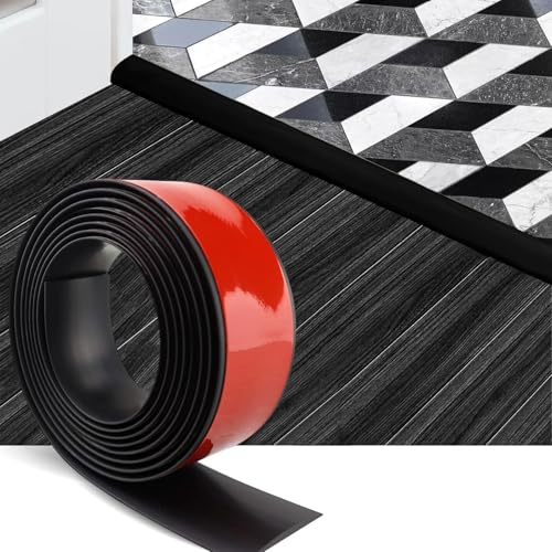 Self Adhesive Vinyl Floor Transition Strip - 3M×4cm Threshold Strips for Doorways, PVC Floor Transition Strip Laminate Black Flooring Edge Trim Door Bar Threshold Strips for Joining Floor Gaps Carpet
