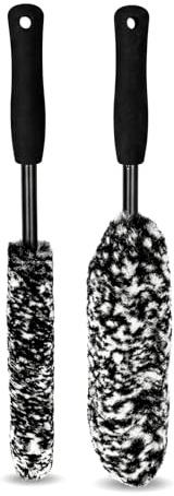 Microfiber Wheel Brush, Soft Wheel Brushes for Car Detailing, 12 Universal Car Cleaning Brush for Cleaning Wheels Rims Spokes Fenders, 2 Pack