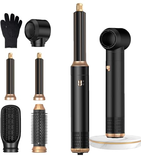 Hairstyler Set, 5 in 1 Air styler, Negativ Lonen Haarstyler mit Lockenstab automatisch, Air Styler Thermal Brush Haartrockner