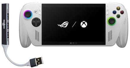 ASUS ROG Xbox Ally Gaming Handheld 7 pollici 120Hz Touchscreen IPS Display (AMD Ryzen Z2 A, 16GB LPDDR5X, 4TB PCIe SSD, AMD RDNA 2 Graphics, impronte digitali, WiFi 6E, BT 5.4, Win 11 Home) con hub