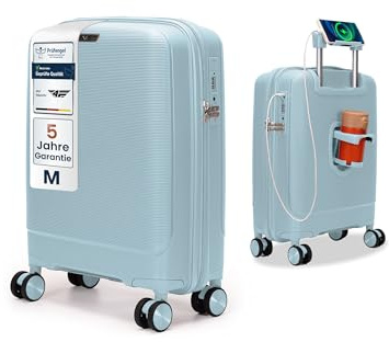4FLY Valise Cabine Rigide Légère M – 55×37×20 cm (35L), Valise Cabine avec Serrure TSA, Port De Charge USB, 4 Roues Spinner, Poignée Télescopique Aluminium, Conforme Aux Exigences des Compagnies