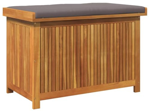 Hommdiy Outdoor-Kissenbox Gartenbox Auflagenbox Wasserdicht Holz 90x50x60 cm Massivholz Akazie