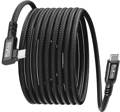 USB C Cable 2m, USB 3.2 Gen2×2 Cable, 240W Fast Charge, 20Gbps Data Transfer, 90 Degree Right Angle, 8K@60Hz USB C Video Display Cable for Thunderbolt 4/3, iPhone, iPad, MacBook, Monitor, SSD, Dock