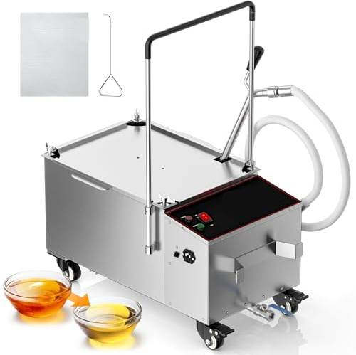 38 l/10 Gal kommerzielle Fritteusen-Ölfiltermaschine – 15 l/min Durchflussrate, 1700 U/min mobiles elektrisches Fritteusen-Filtrationssystem aus Edelstahl, Fettfilter für Restaurant- und Supermarkt-Sp