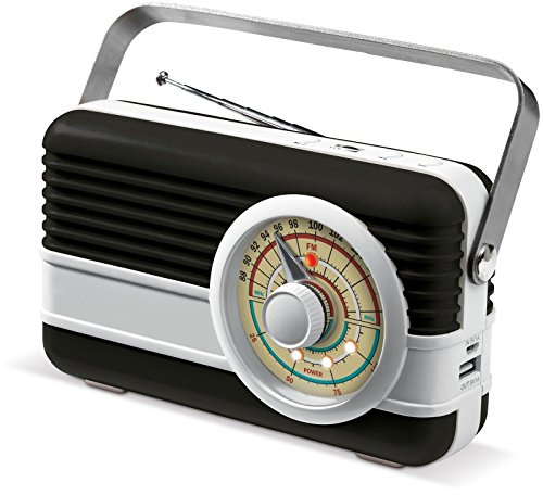 6000 mAh Power Bank mit Radio und Smartphone Lautsprecher im Retrolook Transistorradio von noTrash2003 … (Schwarz)