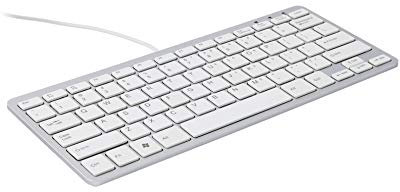 R-Go Kompakte Ergonomische Tastatur - AZERTY (BE) Natürliche Tastatur mit flacher Oberfläche - Verkabelte USB-tastatur mit kompakte Design - Leichter Tastenanschlag - LED - Weiß