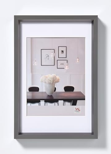 walther design Bilderrahmen stahl 40 x 60 cm mit Passepartout, Steel Style Kunststoffrahmen ES460D
