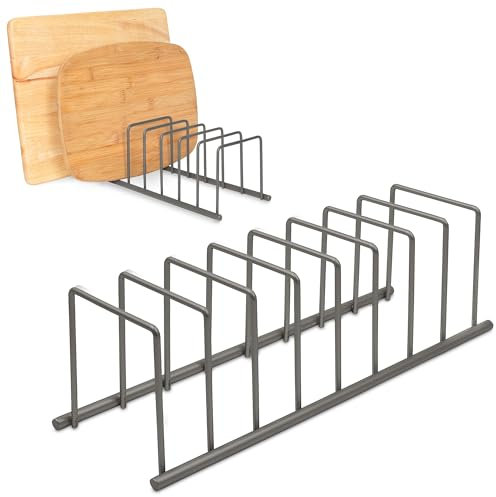 Spectrum Diversified Bakeware, Cooling, Pots & Pans, Serving Trays, Reusable Containers, and Lids Holder Rack, Steel, Industrial Gray