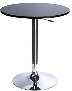 Bartisch, rund, verstellbar, Leopardenmuster, MDF, mit silberfarbenem Bein und Sockel, Schwarz