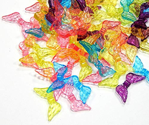 100stk Acrylperlen Flügel Mix Engel Bunt Schutzengel 20mm x 8mm Basteln Engelsflügel Perlen Perlenengel D127