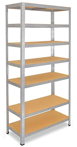 shelfplaza® 230x120x40cm HOME Schwerlastregal verzinkt/Metallregal mit 7 Böden/Kellerregal Metall, Garagenregal, Werkstattregal oder Regal Lagerregal/Steckregal Metall mit 125kg Tragkraft