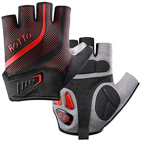 ROTTO Fahrradhandschuhe MTB Handschuhe Halbfinger für Herren Damen mit Gel und SBR-Polsterung