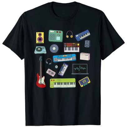 Retro Synthesizer Gitarre Music Producer T-Shirt