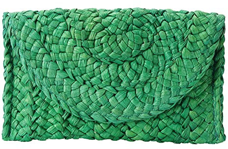 Bolsos de mano de paja para mujer, bolsos de noche de verano, bolso de novia, boda, vacaciones, playa, bolso de mano tejido hecho a mano, Envío gratis)(1pc)clutch1-11green