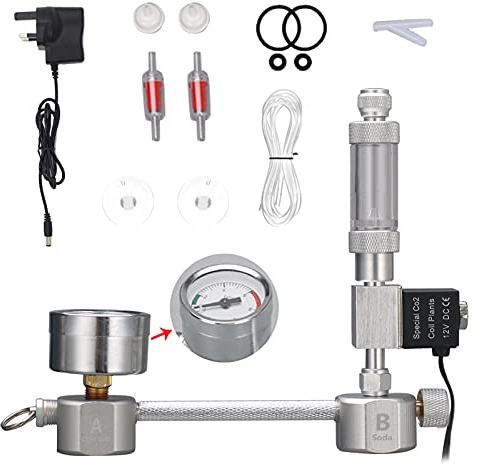 skrskr Aquarium DIY CO2 Generator System Kit CO2 Generator System with Solenoid Valve Bubble Counter & Check Carbon Dioxide Reactor Kit for Plants Aquarium