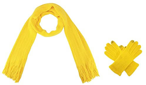 BRUCERIVER Damen Ultraweich Schal & Handschuh Set | Gestrickter, Touchscreen Funktion, Cable Design