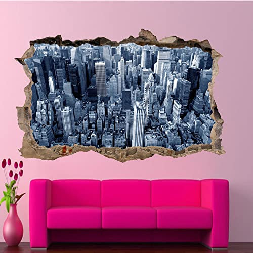 Landschaft 3D Wandtattoo Stadt 50 cm x 75 cm Wandsticker Selbstklebend für Kinderzimmer Mädchen Wanddeko Spielzimmer Kleinkind Wandaufkleber Schlafzimmer Wandbild