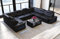 Sofa Dreams Wohnlandschaft Como U Form Ledersofa (Langer Schenkel rechts, Black)