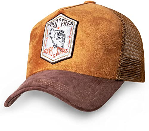 STARS & STRIPES Trucker Cap Wild & Free – Western-Cap in Wildlederoptik mit Bestickung & Snapback-Verschluss
