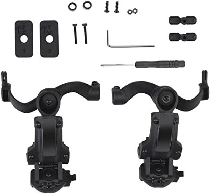 Tarnnetz Fast Helmet ARC Rail Adapter Suspension Headphones Bracket Multi-angle Rotation Helmet Headset Bracket for Tactical Pickup Headset, Black, M
