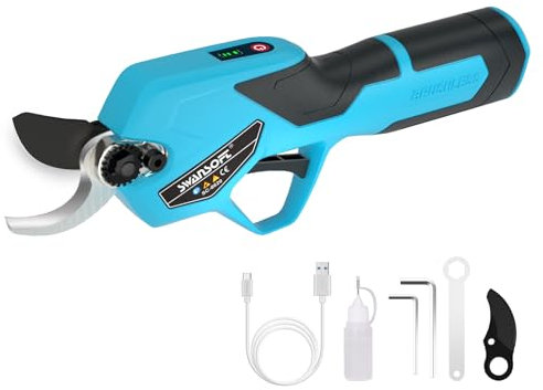 SWANSOFT 22mm Forbici Potatura Elettriche, Elettriche Progressive senza fili con Batteria Integrata da 7,2 V / 4,0 Ah, 0,3s/ taglio