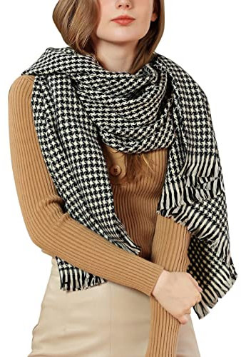 Damen Schal Winter Kariert XXL Fransen Tartan Weich Lang Kuschelig Herbst Karo Plaid Deckenschal Schlupfschal Damenschal