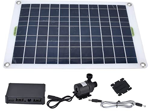Kit de Pompe à Eau Solaire, Panneau 50W 800L/h 12V à Faible Bruit DC Pompe de Bassin Solaire en Plastique de Silicone Durable pour Jardin