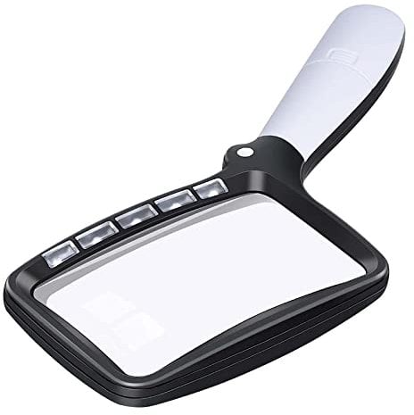 Lupa de Lectura Iluminada, 3X Grandes Lupas Iluminadas con 5 Luces LED Plegable Ideal con 2 Modos para Personas Mayores, Niños, Hobby, Manualidades, Relojeros