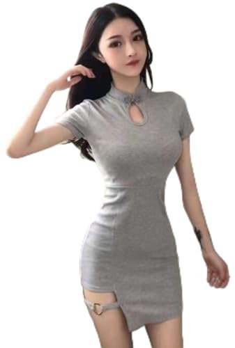 MOOCO MORNING Mode Lady Qipao Robe courte moderne pour femme Style traditionnel chinois rétro Cheongsam Robe de soirée vintage Slim