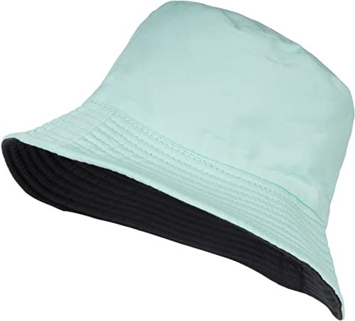 styleBREAKER Unisex Wende Fischerhut aus Baumwolle | 2 in 1 Reversible Bucket Hat Streetwear Look | Sonnenhut Anglerhut für Damen und Herren, Farbe:Türkis-Schwarz