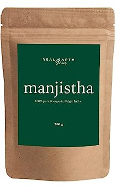 Real Earth Manjistha-Pulver, 100 % rein und organisch, Naturkosmetik, Pulver, natürliche Gesichtsbehandlung, Gesichtsmaske, ayurvedische Pflanzen, vegan, antioxidativ, 250 g