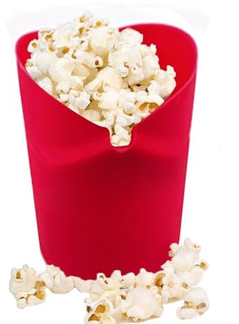 Fglmctsh The Original Microwave Popcorn Popper, Silicone Popcorn Maker Collapsible Bowl BPA -Free, Hot Air Popcorn Maker, No Oil Required (Red, 1)