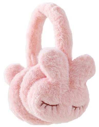 Jolies Cache-Oreilles De Lapin,Cache Oreille Femme,Cache-Oreilles En Peluche Chaud D'hiver,Cache-Oreilles Pliable En Forme De Lapin,D'hiver Et Extérieur Chaud Femmes Et Filles,Cadeaux De Noël (Rose)