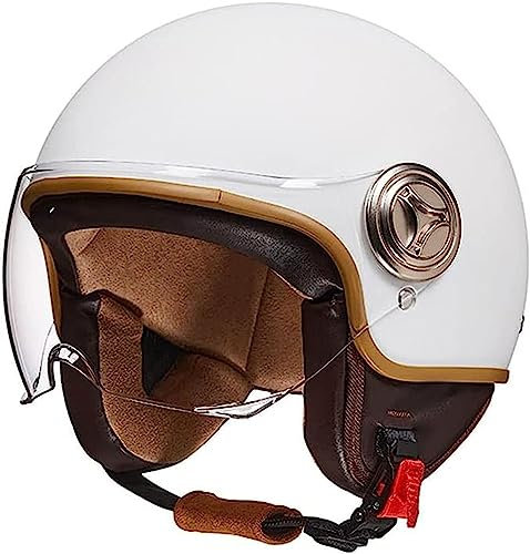 3/4 Halber Motorradhelm, Retro-Motorradhelm, ECE-Zugelassener Retro-Jet-Helm Für Damen Und Herren, Moped, Motorrad, Helikopter C,54-61CM