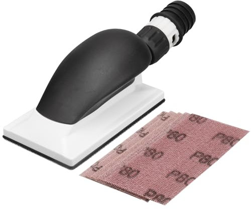 Shineboc Sanding Block Handy with Grip and Suction for 70x125mm Sanding Strips, for Hand Sanding Filler Plaster Wood Dust-Free Sanding, Comes with 5 PCS of Mesh Sanding Sheets