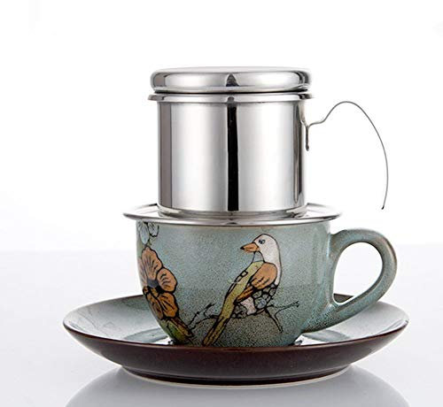 OQHAIR Caffettiera in Acciaio Inossidabile Filtri antigoccia per caffè vietnamita Tazza Singola Macchina per caffè a Goccia - Portatile Senza Carta per Uso Esterno in Cucina Domestica
