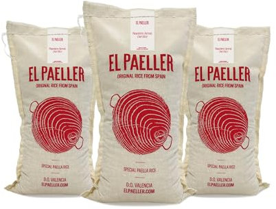 EL PAELLER - Riz Paella | Variété Albufera D.O.Valencia | Idéal pour les paellas et les plats de riz | Paquet de 3 unités de 1kg.