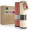 LARS NYSØM Salt and Pepper Mills Set Stainless Steel with Adjustable Ceramic Grinder 2 Pieces I Design Spice Mills Set Manual (Red/Beige)