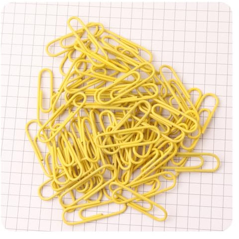 Hrlace 100 Stück Büroklammern 28mm farbige Metallbüroklammern Kunststoffbeschichtete Kleine Büroklammern Langlebige und Rostbeständige Büroklammern für Papiere Schul- und Büromaterial Gelb