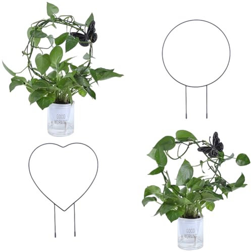 CREATCABIN 4 Support de Plante en Pot en Métal pour Plantes Grimpantes Plantes en Pot de Jardin pour Intérieur et Extérieur Pothos Lierre Orchidée Arbre à Argent Noix de Coco Mini Rose Papillon Noir