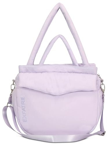 Expatrié Shopper Tasche Damen Lila - Poppy - Puffer Bag aus Nylon - Handtasche im Pillow Design mit Reißverschluss für Uni Business Freizeit - Puffy Nylontasche Groß